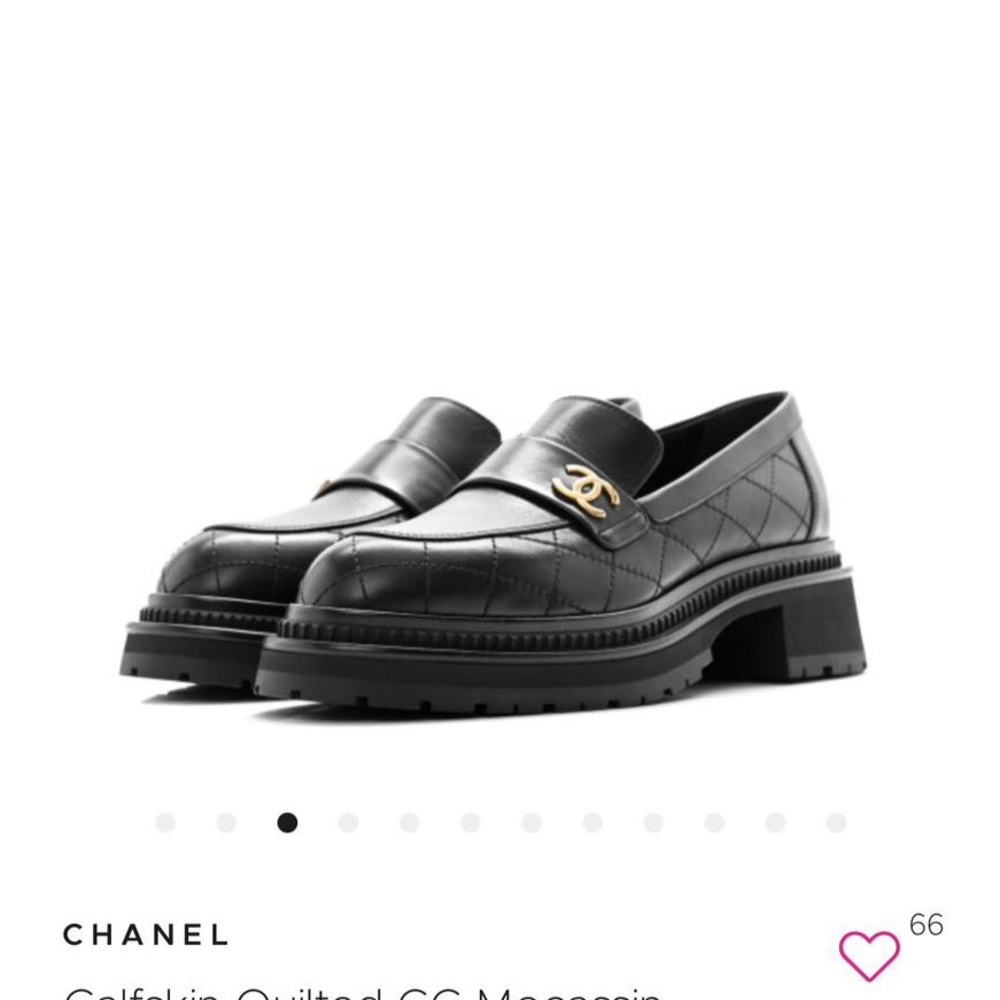 Chanel Black Quilted Loafers with Gold Detail